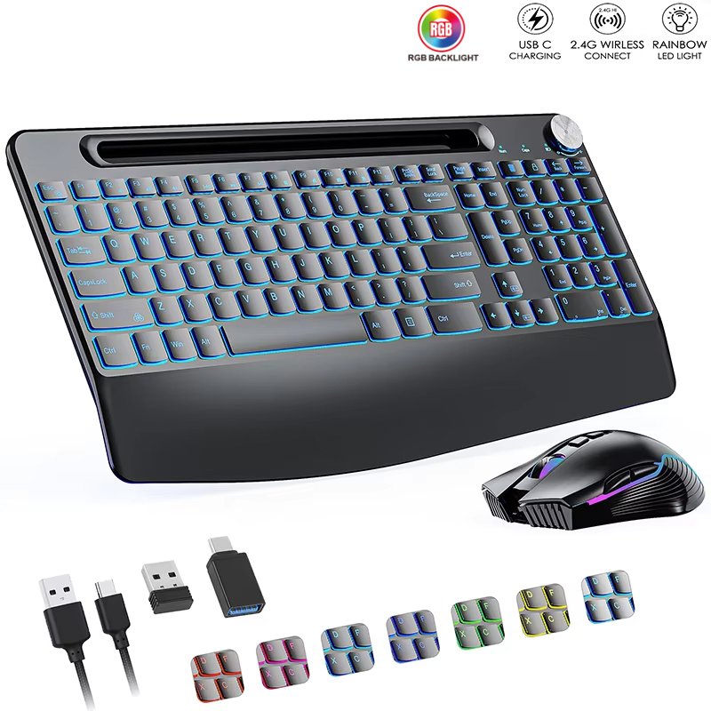 Gaming Keyboard Ergonomic - Clavier et souris sans fil 2.4G