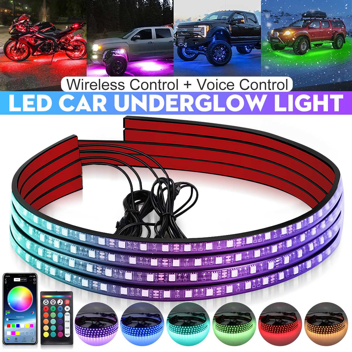 Rgb Underglow Strip - Bande lumineuse LED sans fil pour