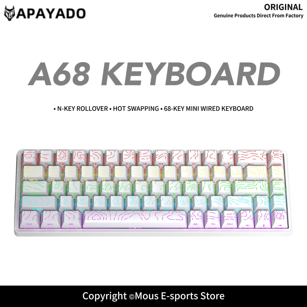 Gaming Keyboard Bundle - Clavier mécanique filaire APAYADO A68, clavier